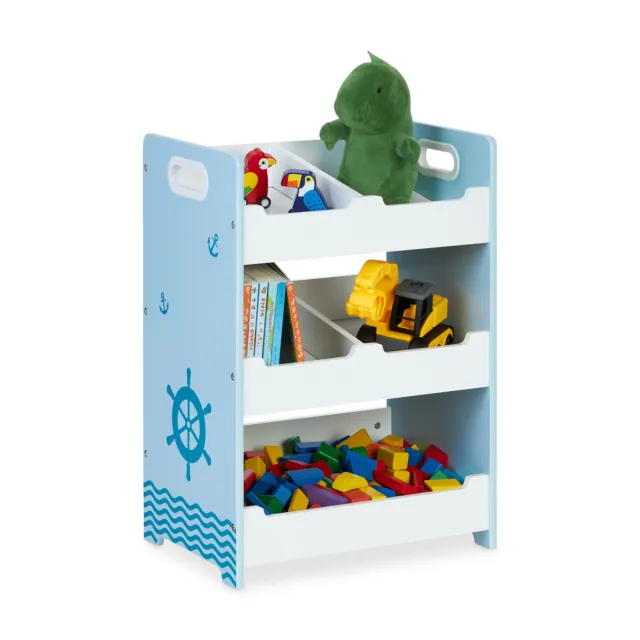 Étagère enfants Bibliothèque livre chambre Meuble Rangement jouet organiser bleu