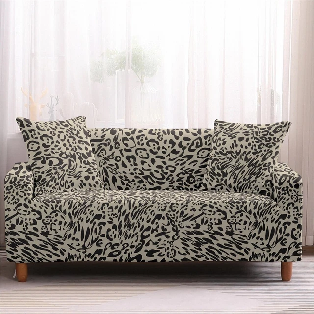 Leopard Print Stretch Sofa Slipcovers Elastic Wrap All-Inclusive 1/2/3/4 Seater