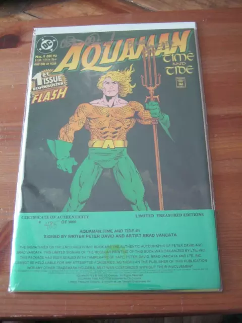 Aquaman: Time and Tide #1 DC 1993 Autographed by Peter David & Brad Vancata ZCO3