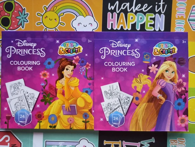 2 Disney Princess Mini Malbuch Set für Kinder  Malbücher mit je 24 Seiten Malen,