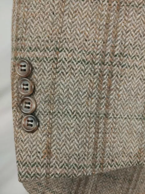 Evan Picone Homme 40R Beige Tweed Vert à Carreaux Veste Laine Manteau Sport