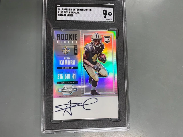 Alvin Kamara 2017 Contenders Optic Auto Autograph Rookie Ticket #113 SGC 9 Saint