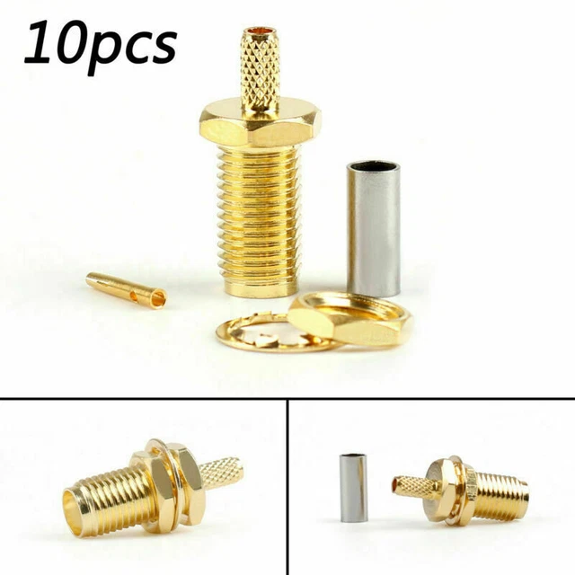 10Pcs SMA Female Jack Center Nut Bulkhead Crimp Fit For RG174 RG316 LMR100 RF