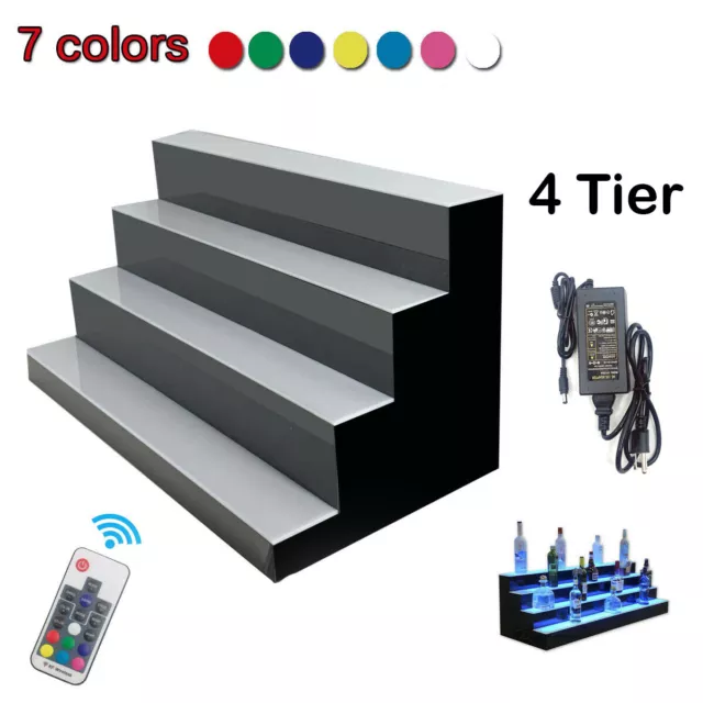 4-Step LED Liquor Bottle Display Shelf LED Lighted Shelves with Remote Control
