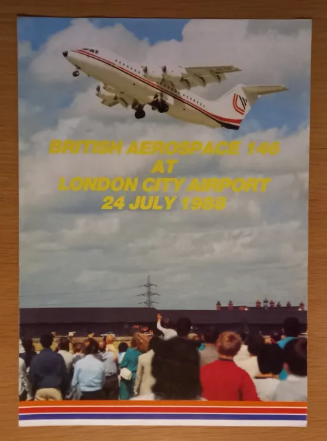 British Aerospace 146 at London City Airport 24/7/88 brochure