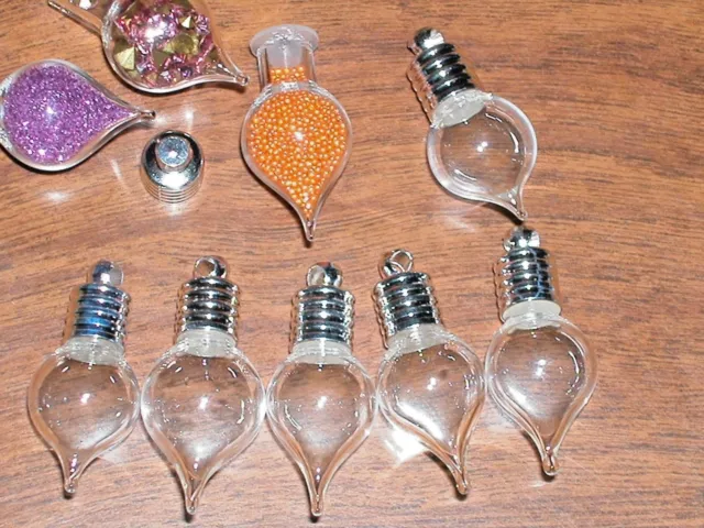 50pc Énorme Gros Lot Verre Victorien Déchirer Bouteille Vial Pendentif Bijoux De