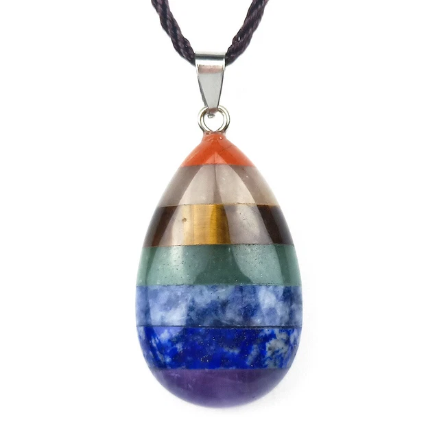 7 Chakra Natural Stone Pendant Necklace Healing Gemstone Crystal Energy Necklace 8