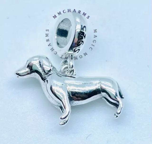 Salchicha Perro - Dachsund - Dackel Amuleto Europeo & Regalo Bolsa Plata de Ley