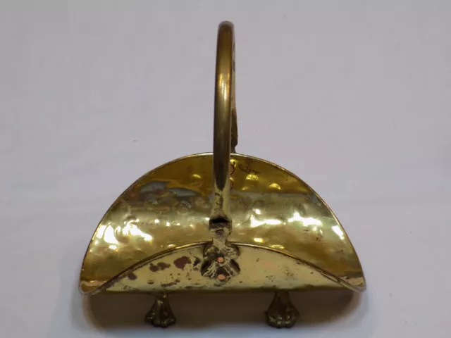 Brass Fireplace Wood Log Basket Holder Small Miniature Rack Matches Claw Feet 6"