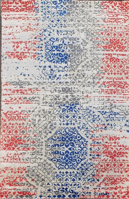Tapis en soie et laine noué à la main 242 x 145 cm motif Espagnol