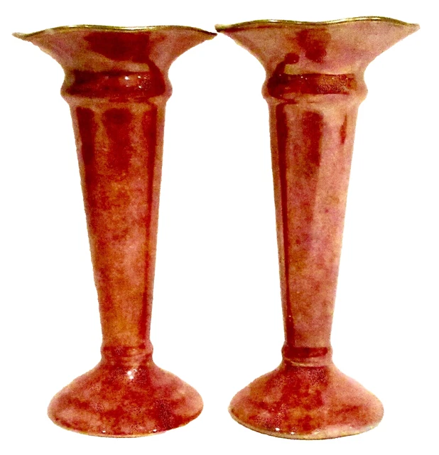 1930s Royal Winton Grimwades Byzanta English Art Deco Trumpet Vases - 5.6"- Mint