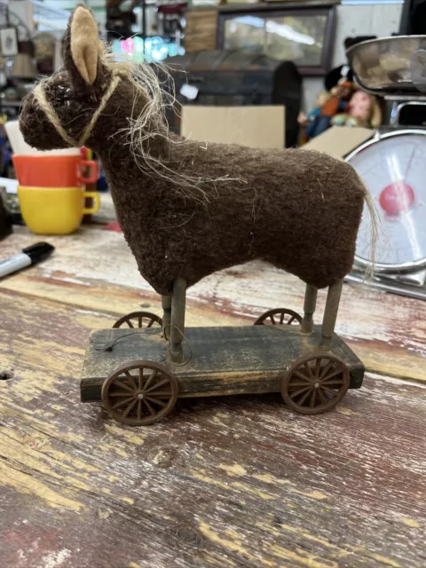 Arnetts Country Store Wool Horse Pull Toy Rare!