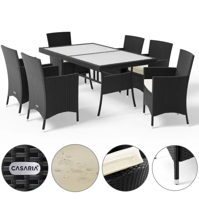 Sitzgruppe Essgruppe Polyrattan 6 Personen Lounge Sitzgarnitur Gartenmöbel Set