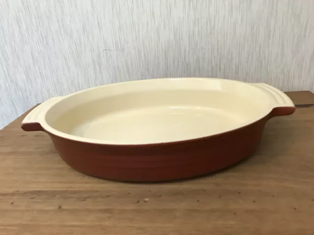 Plat à tarte flan ovale grès grès grès Le Creuset couleur marron taille 28 très bon état