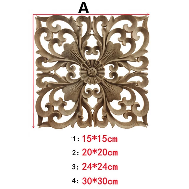 Door Cabinets Wood Applique European Wood Carving Onlay For Decoration Furniture