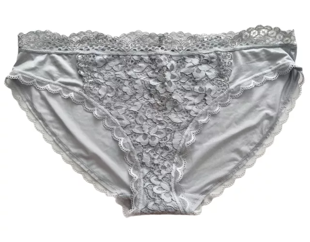 Victorias Secret Nwt Body by Victoria Coconut Gray & Silver Bikini Panty L