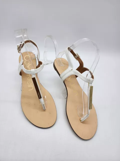 Calvin Klein Sandals Women's Samira Thong T-Strap Flats Size US 7.5  EU 37.5