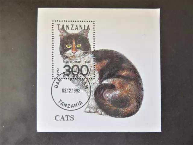 Tansania 1992 Mi-Nr. TZ BL201 Cats Katzen gestempelt Minisheet