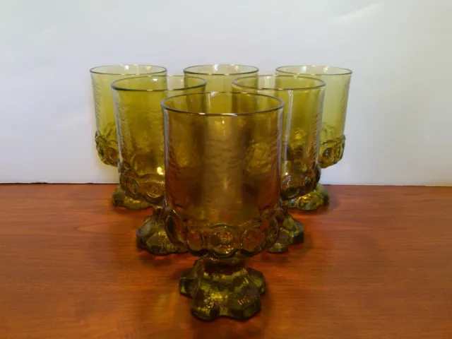 Set of 6 Franciscan Glass Madeira Citron Green 5 1/2" Water Goblets