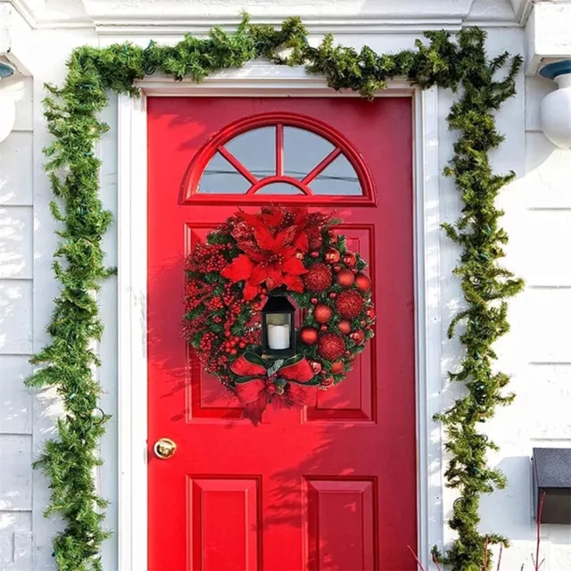 Red Christmas Wreath Christmas Wreath Decor Christmas Pendant Door Hanging