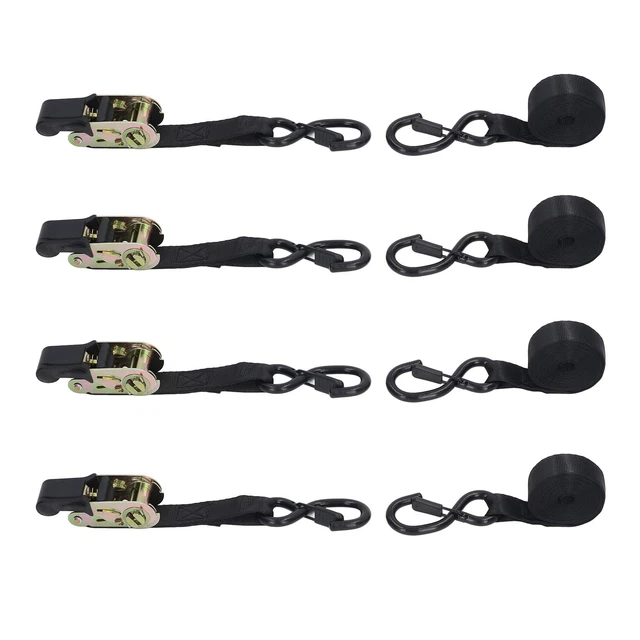 Heavy Duty Ratchet Strap 4 Sets Ratchet Tie Down Strap 25mm Width 10ft Long S