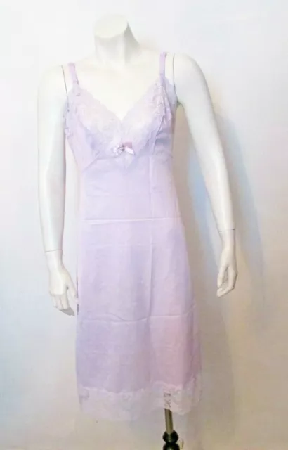 Briar Creek Semi-Sheer Silky Nylon Tricot Lace Trim Full Dress Slip 32 USA made