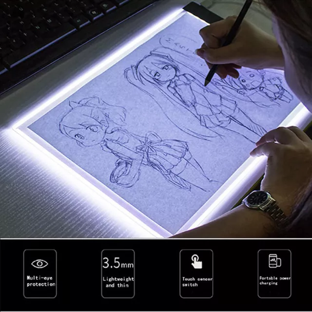 A5 LED Art Stencil Board Light Box USB Tracing Drawing Table Adjustable Pad-xb