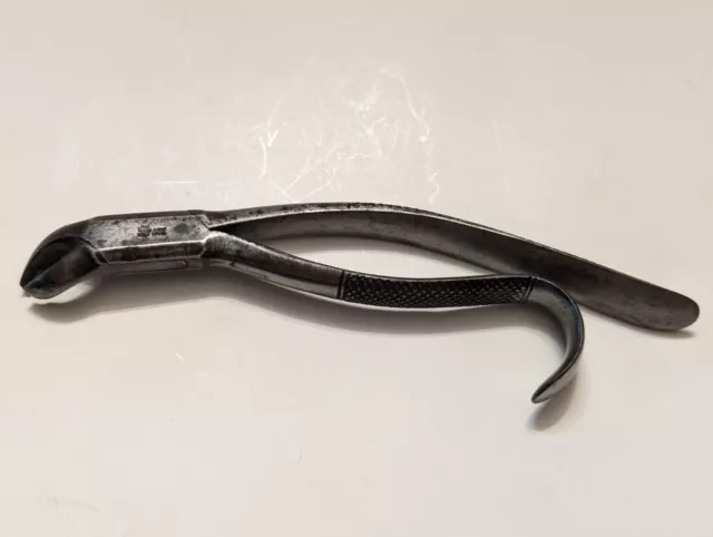 Antique J.D. Chevalier Curved Tooth Extractor Pliers Civil War Era Dentist Tool
