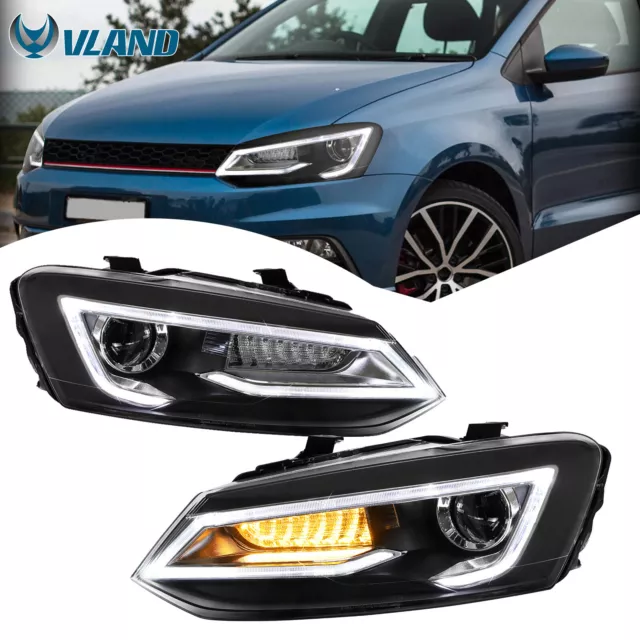 VLAND LED Front Headlights For Volkswagen Polo MK5 2009-2017 VW Vento Pair