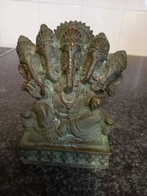 Vintage Indian bronze five headed Ganesh ornament