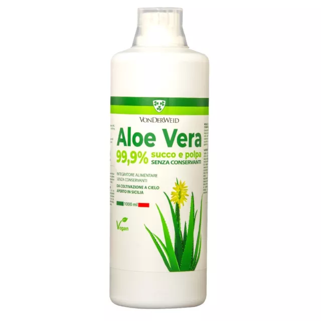 ALOE VERA Puro 99,9 % VONDERWEID 1L Succo Puro di Aloe Vera DEPURATIVO LENITIVO