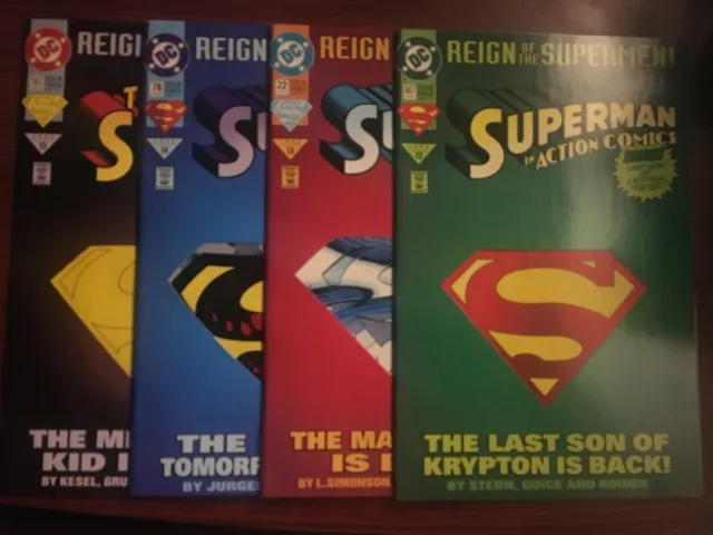 Reign Of The Supermen die-cut covers set DC Comics Superman Steel Superboy