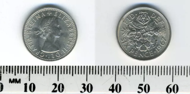 Great Britain 1967 - 6 Pence Copper-Nickel Coin - Q. Elizabeth II