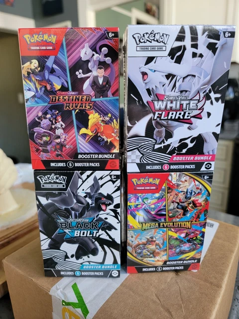 MEGA EVOLUTIONS, WHITE Flare, Black Bolt, Destined Rivals Booster ...