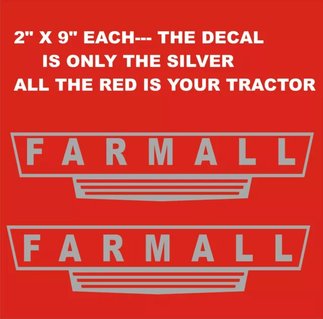 D 2-  FARMALL.. SILVER  Vinyl Decals Stickers 2 X 9 EACH