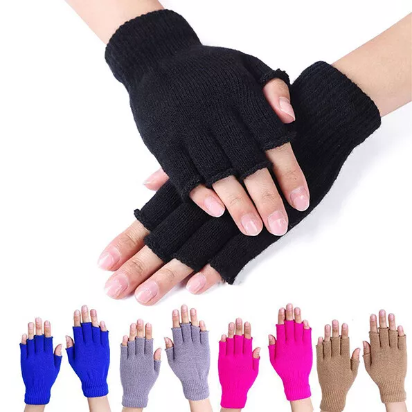 Thermal Knitted Fingerless Gloves Warm Winter Half Finger Gloves for Men Women-