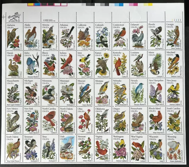 Us Scott 1953-2002 State Birds And Flowers Sheet Of 50 Stamps Mnh