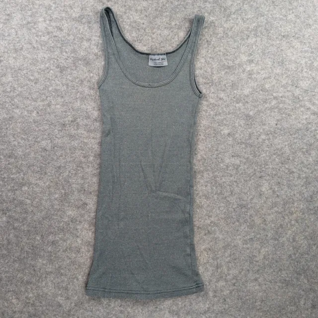 Michael Stars Original Tank Top Womens OS Fits Most Gray Sleeveless Stretch