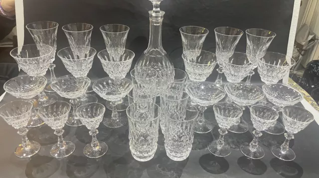 32 pieces Peill & Putzler Crystal stemware drinking glasses with decanter