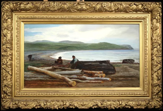 Colin Hunter A.r.a. (1841-1904) Giant Signed Scottish 1876 Oil Fishermen Kintyre