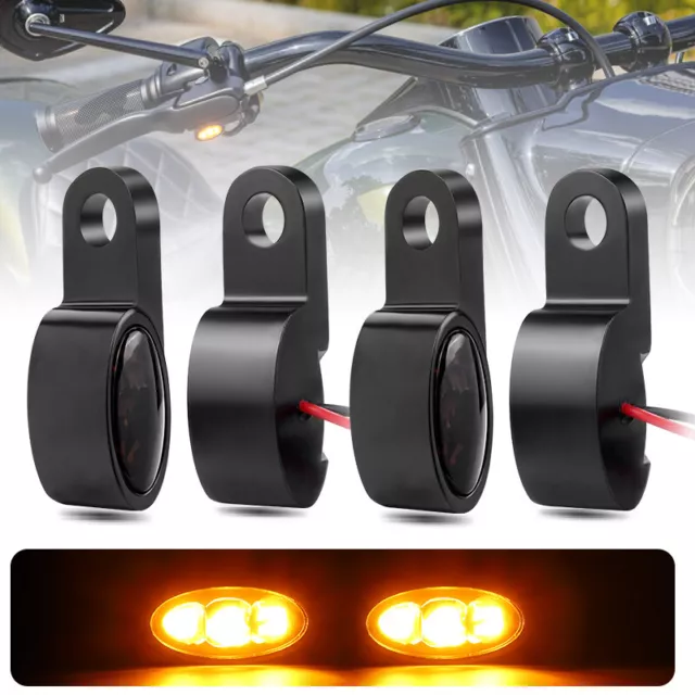 4x Mini Motorcycle LED Turn Signal Light Blinker Amber Universal Indicators Lamp