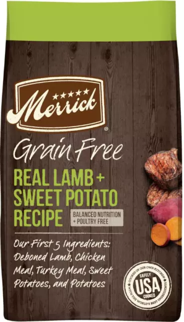 Merrick Grain-Free Dry Dog Food Real Lamb & Sweet Potato Recipe, 22lb