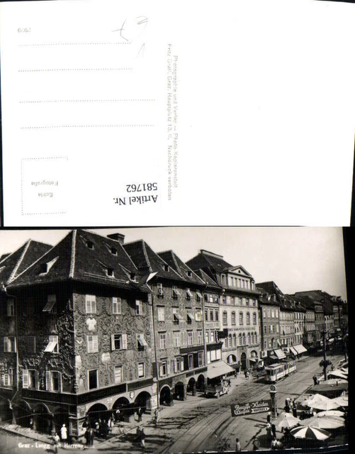 581762,Foto Ak Graz Luegg m. Herrengasse Straßenbahn pub Fritz Gratl