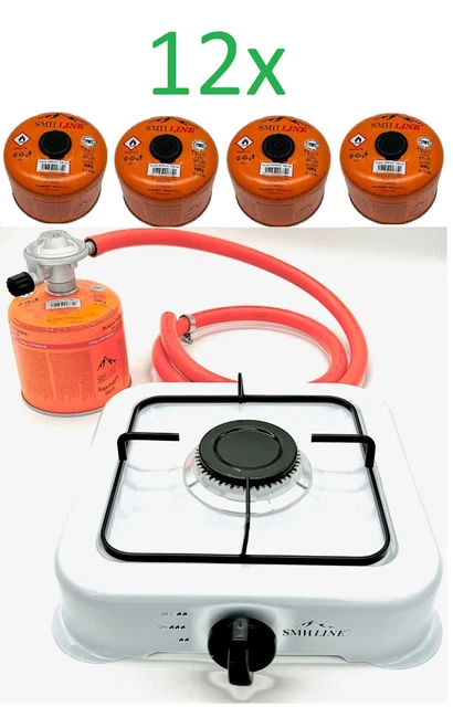Gaskocher 1 flammig Campingkocher Kochfeld Gas Butan Propan Gasflasche Kocher 12
