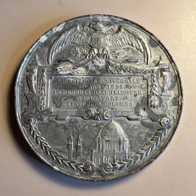 1893 Usa Chicago Worlds Columbian Exposition Large Size Commemorative Medal 2