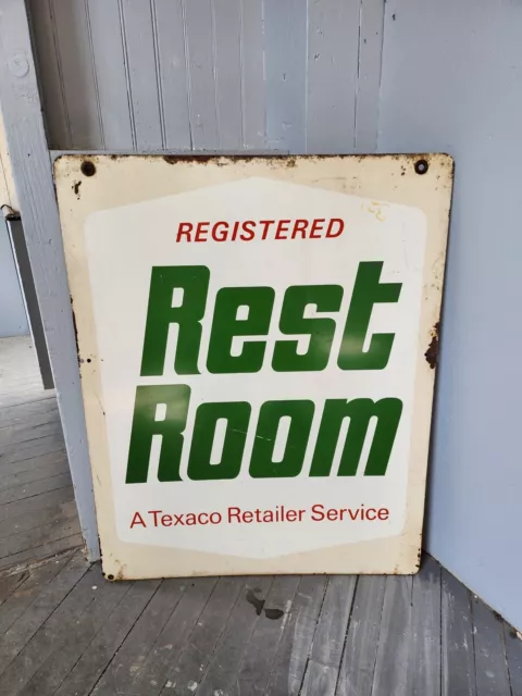 Vintage Texaco Restroom Metal Sign Double Sided - Gas And Oil