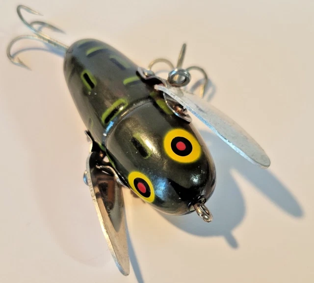 Leurre De Pêche Vintage Heddon Crazy Crawler 2100YRH - En Bois - Pour Eau Douce - Occasion Excellent état
