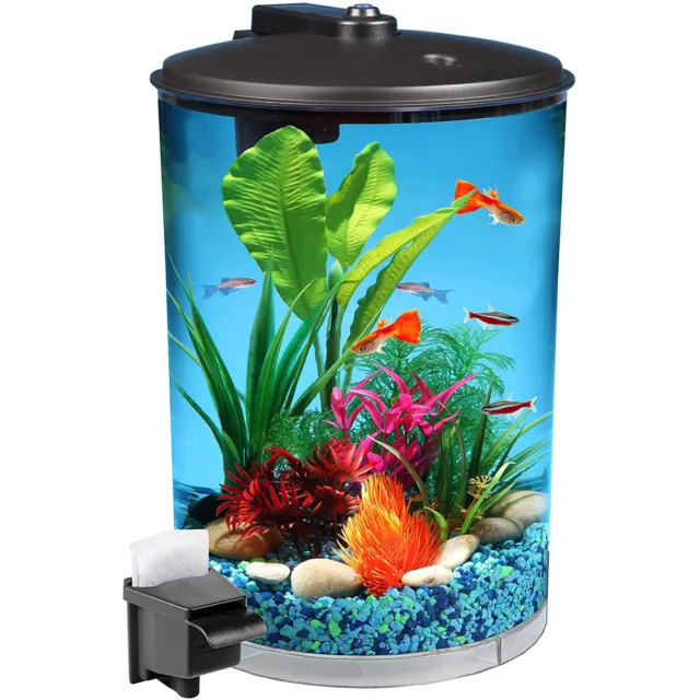 Koller Products 3 Gallon Tropical 360 View Nano Fish Tank w/ Power Filter & LED 2