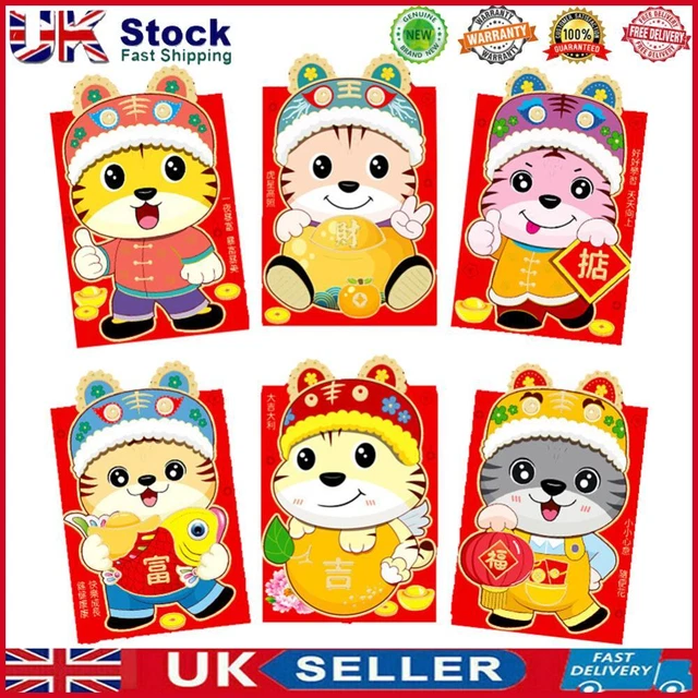 6pcs Chinese New Year Red Envelope Tiger Red Packet for Lucky Money (2116)