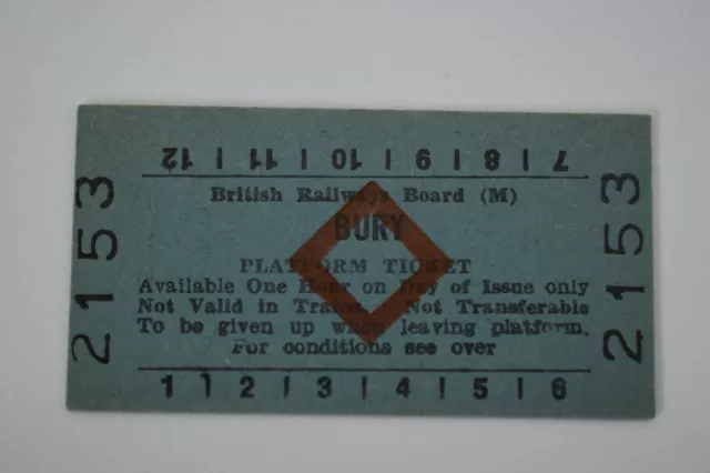 British Railways Board (m) BURY Platform Ticket No 2153